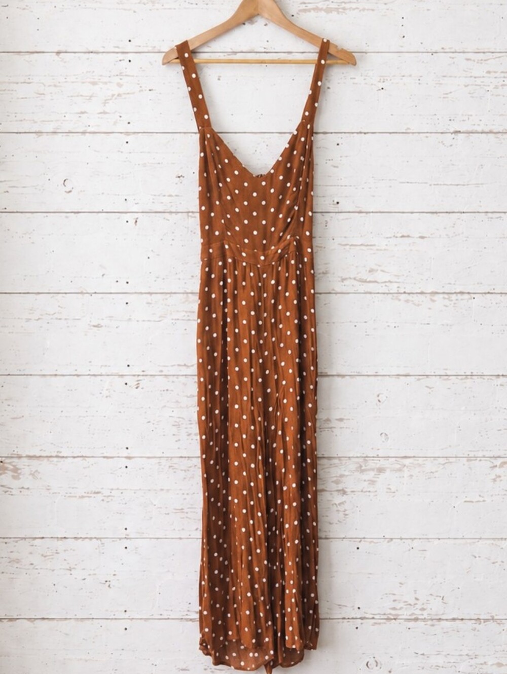 American Eagle Outfitters Rust Brown Polka Dot Jumpsuit